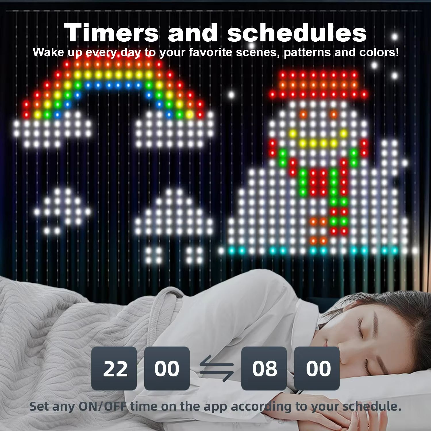 Smart 400 LED Music Sync Curtain Fairy Lights  App Remote RGB Color Changing Curtain Lights 5