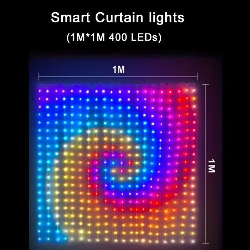 Smart 400 LED Music Sync Curtain Fairy Lights  App Remote RGB Color Changing Curtain Lights 6