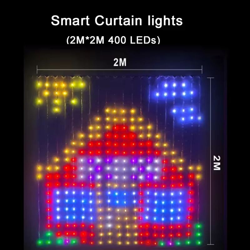 Smart 400 LED Music Sync Curtain Fairy Lights  App Remote RGB Color Changing Curtain Lights 7