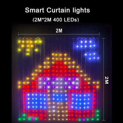 Smart 400 LED Music Sync Curtain Fairy Lights  App Remote RGB Color Changing Curtain Lights 7