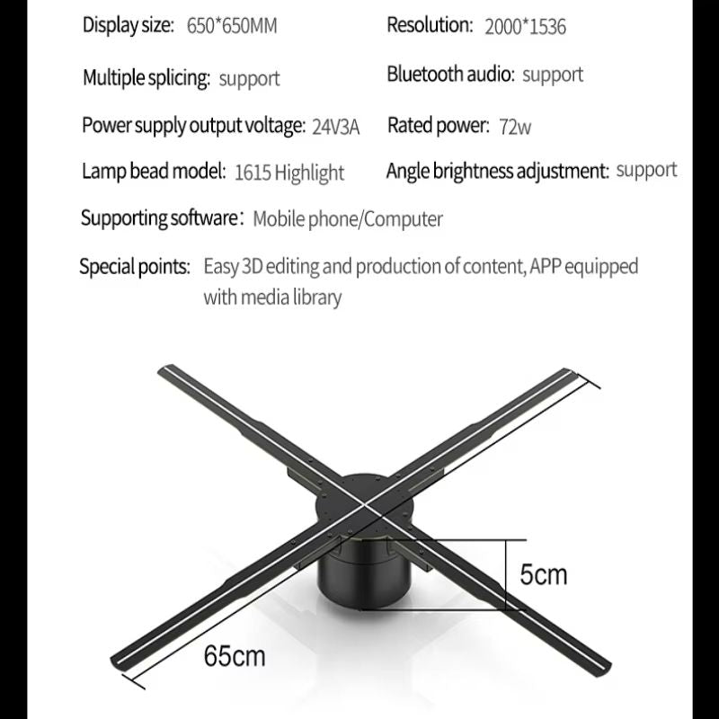 P65 HD 3D Hologram Fan Projector  High Resolution Hologram Fan For Advertising And Events 6