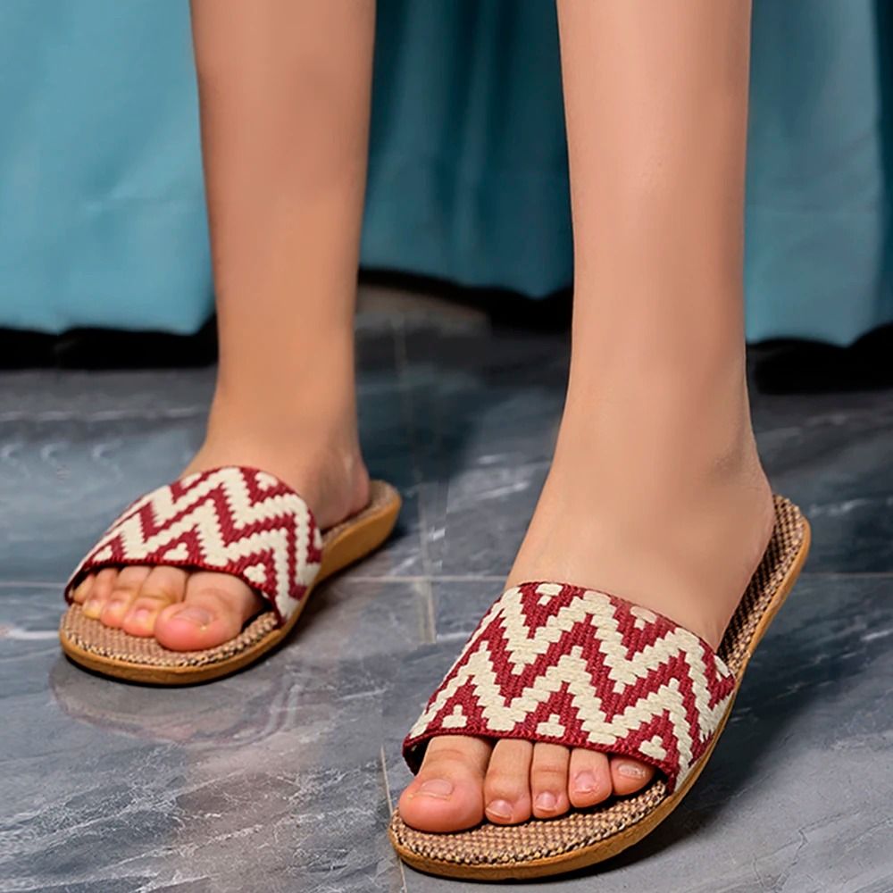 Womens Linen Summer Slides With NonSlip Sole For Indoor Or Beach Wear 5