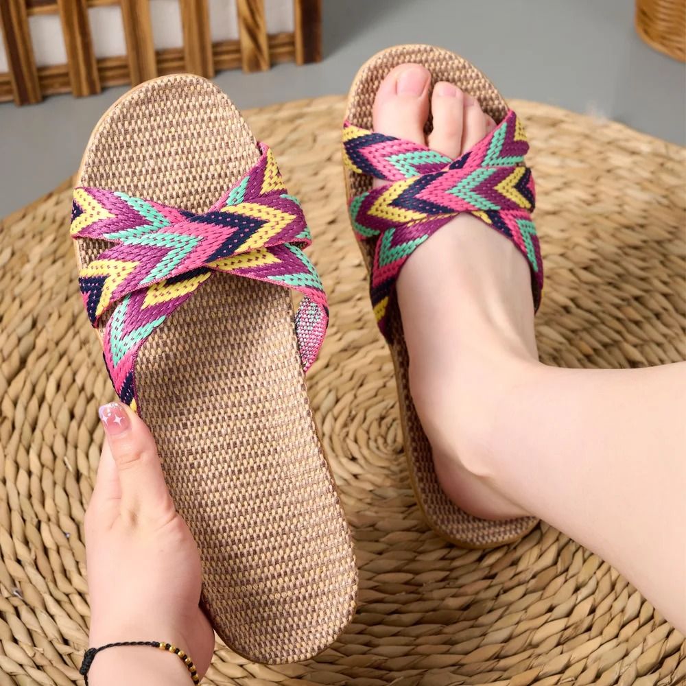 Women's Linen Indoor Slippers Lightweight Home Slides for Everyday Comfort