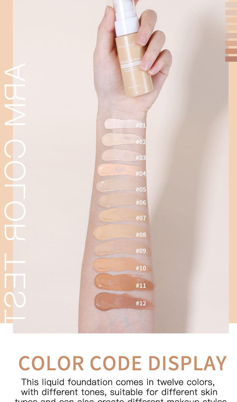 Liquid Foundation, Effective Concealer, Waterproof Sweat-resistant Makeup Professional Cosmetics, Full Coverage All Day