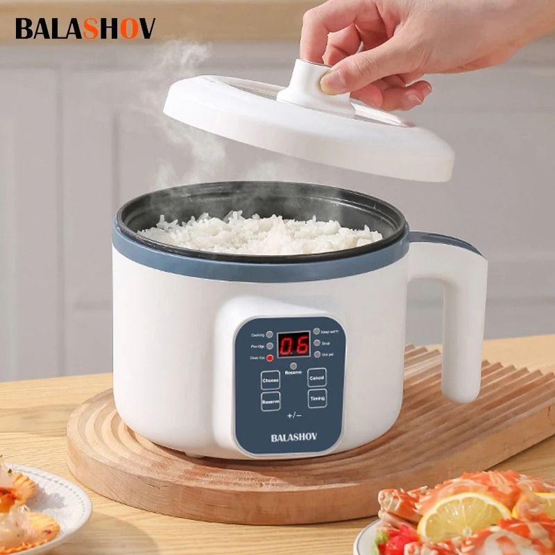 1.7L Electric Rice Cooker with Steaming Layer and Non-Stick Pot