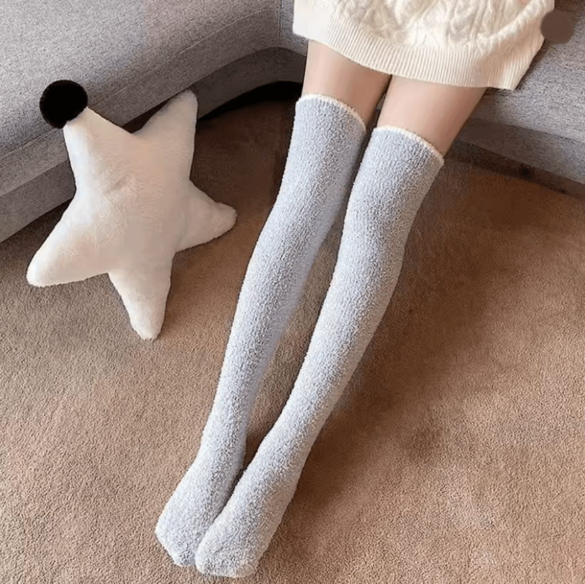 CozyFleece Thigh High Coral Fleece Socks For Women 1
