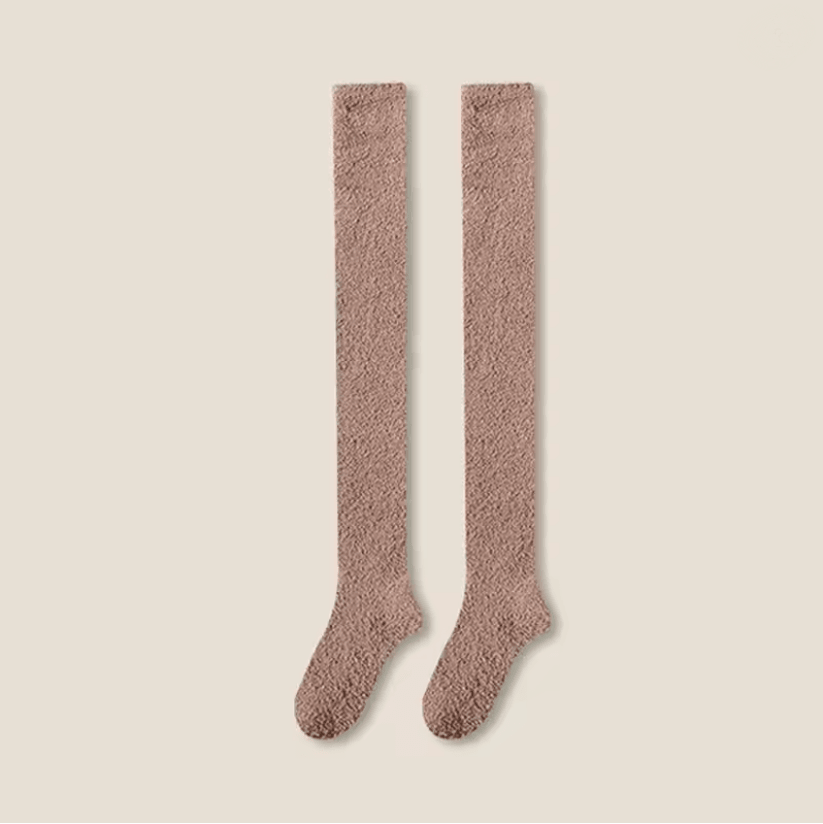 CozyFleece Thigh High Coral Fleece Socks For Women 5