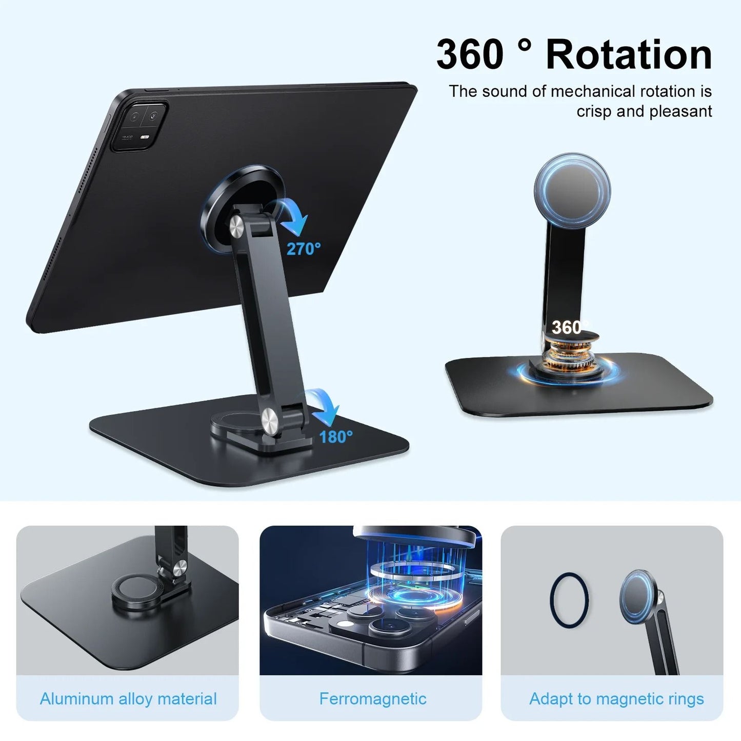 Rotating Magnetic Stand for iPads, Phones, and Portable Monitors