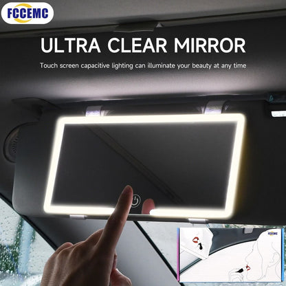 LED Sun Visor Vanity Mirror for Cars with Rechargeable Fill Light
