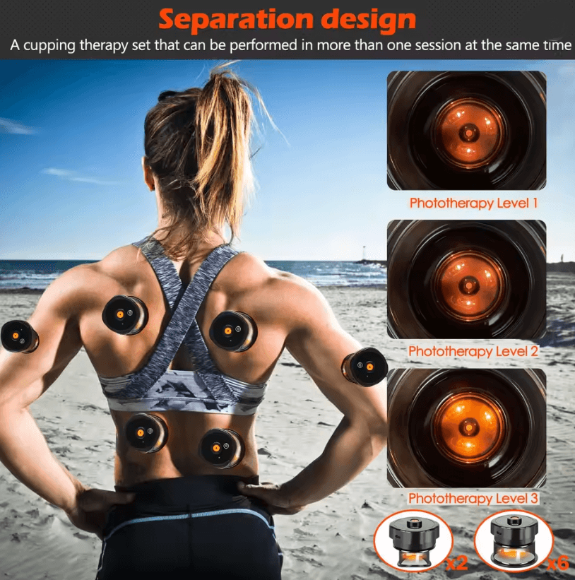 BodyGlow 8 Cup Electric Cupping Massager Kit With Gua Sha And LED Therapy 1