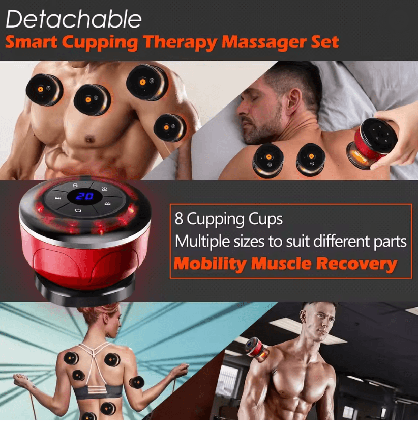 BodyGlow 8 Cup Electric Cupping Massager Kit With Gua Sha And LED Therapy 2