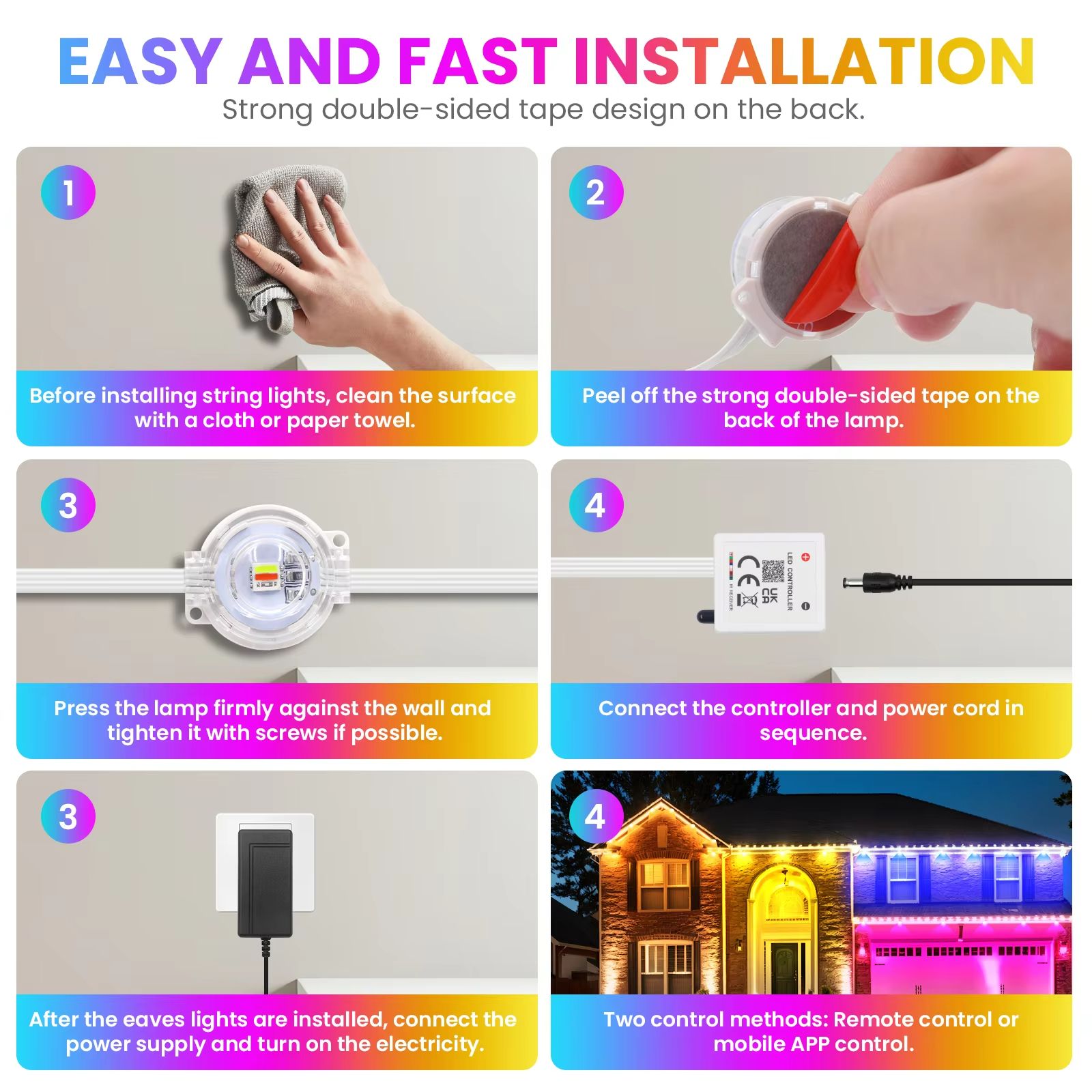 AuroraGlow RGB Eaves Lights Kit 5