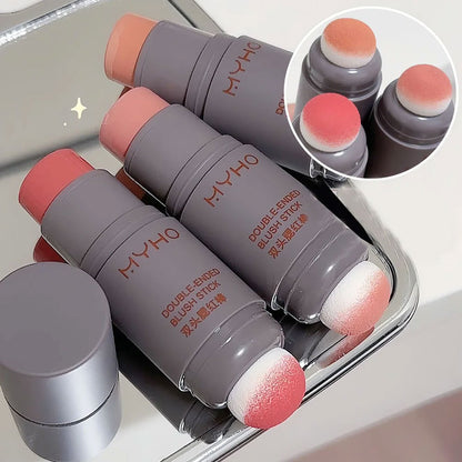 Blush Stick Doubleended Creamy Rouge Expansive Color Long Lasting Matte Makeup Monochrome Blendable 2