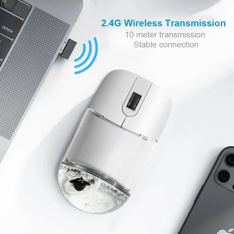 Creative Ocean Doll Wireless Mouse, New Cute Floating Aquarium Animal, 2.4G Bluetooth Mice for Laptop and PC