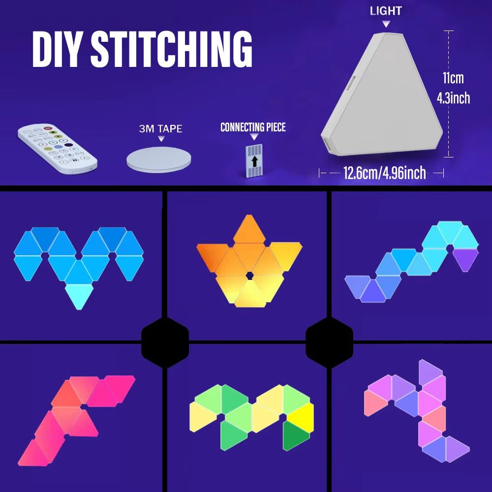 Smart RGB Triangle Wall Light Panels  Customizable Music Sync Light Decor System 1