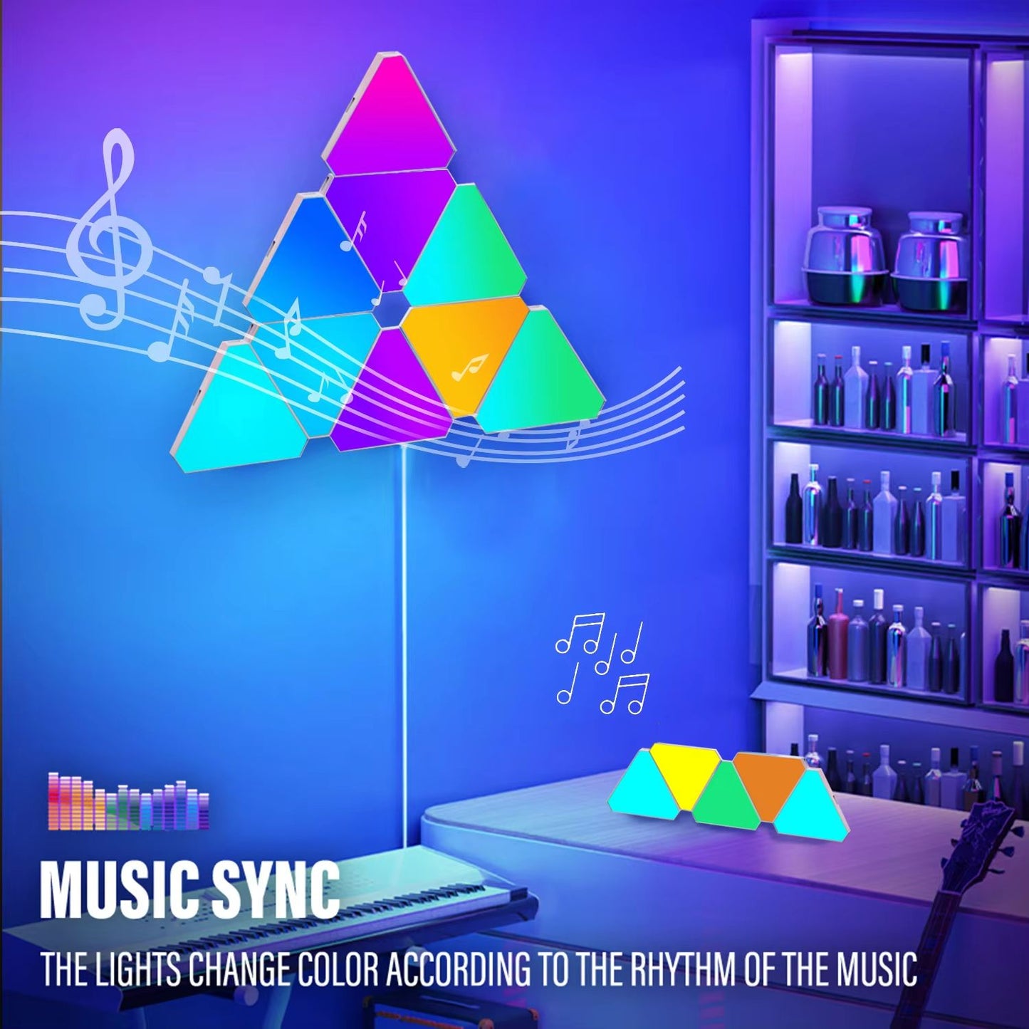 Smart RGB Triangle Wall Light Panels  Customizable Music Sync Light Decor System 3