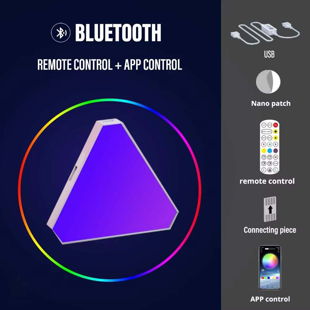 Smart RGB Triangle Wall Light Panels  Customizable Music Sync Light Decor System 6