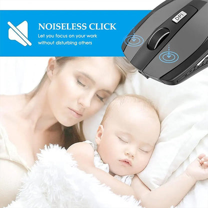 Wireless Mouse Silent Mouse Optical Mobile Office Mouse, Adjustable DPI, for Laptop Notebook MacBook PC
