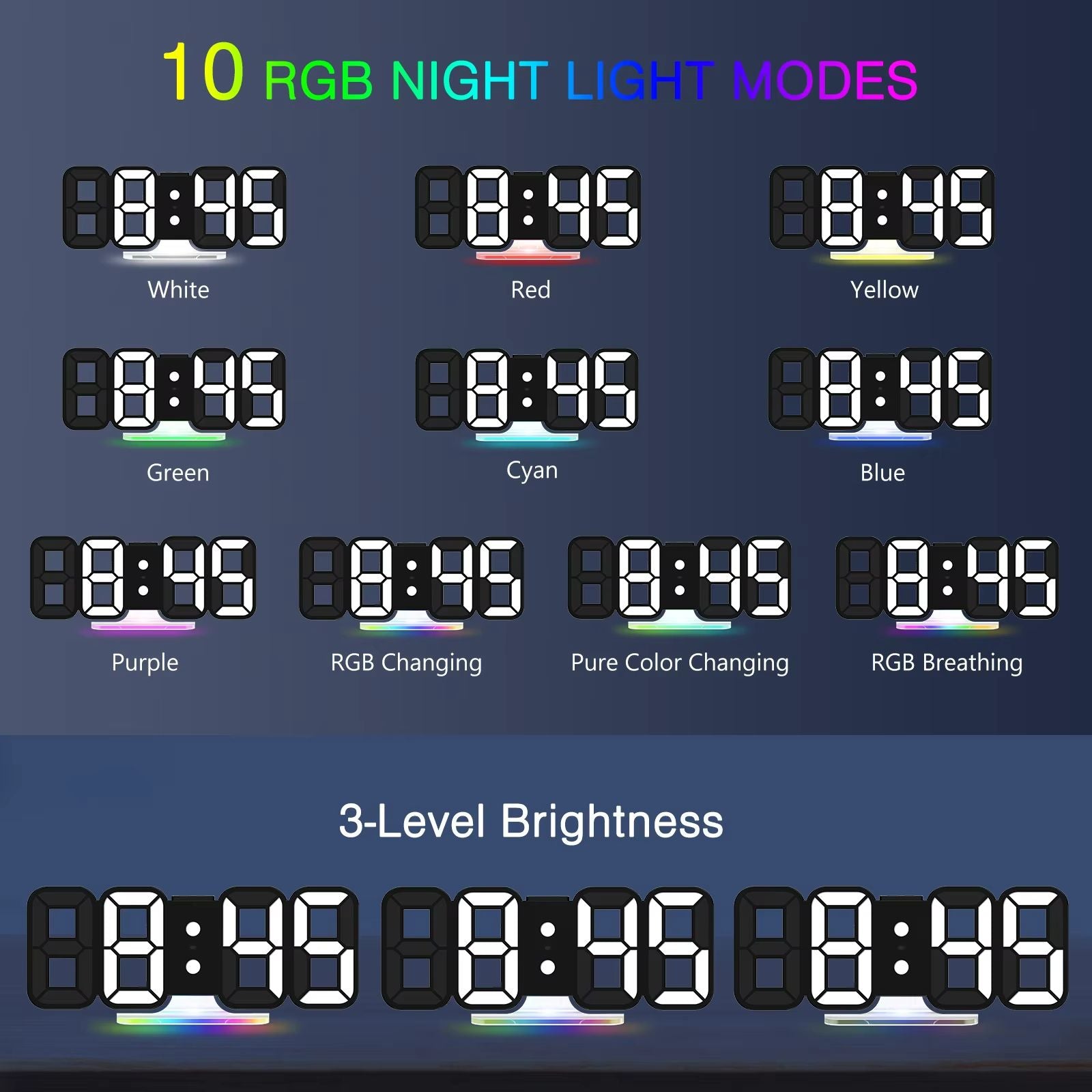 Smart ORIA 3D LED Alarm Clock 97 Inch With RGB Night Light And Remote Control 2