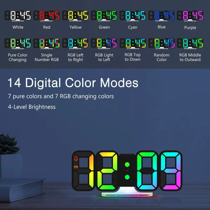 Smart ORIA 3D LED Alarm Clock 97 Inch With RGB Night Light And Remote Control 3