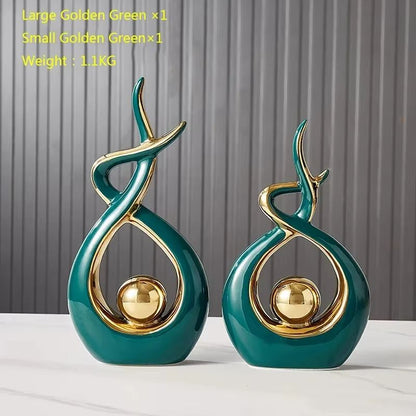 Tranquil Nordic Ceramic Figurine Set  Elegant Feng Shui Home Decor Statue 1