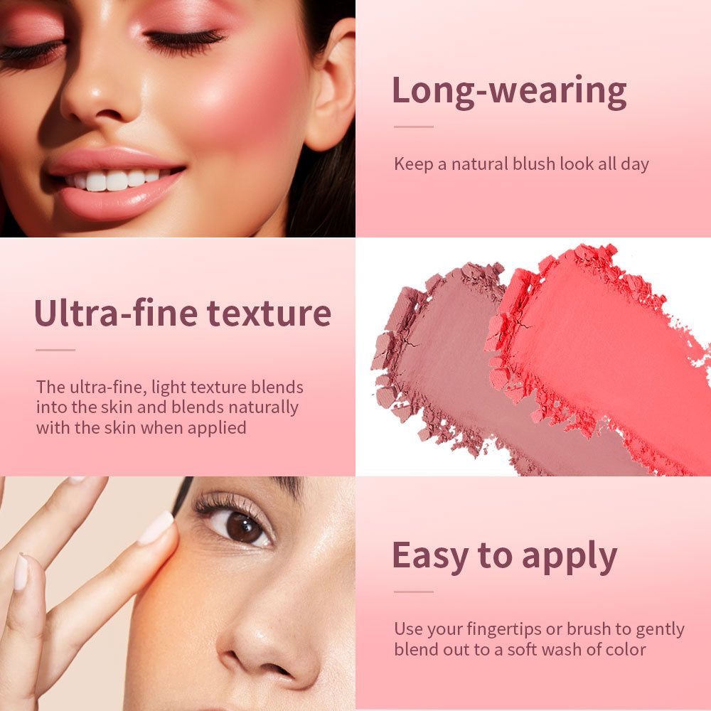 Hot Matte Embossed Blush Palette Rosy Blusher Powder High Pigmented Pink Coral Rouged For Cheeks Sm 4