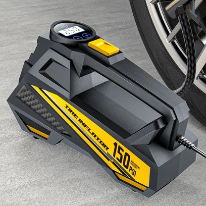 Electric Car Air Pump with LED Light and 150 PSI Pressure for Tires and Sports Gear