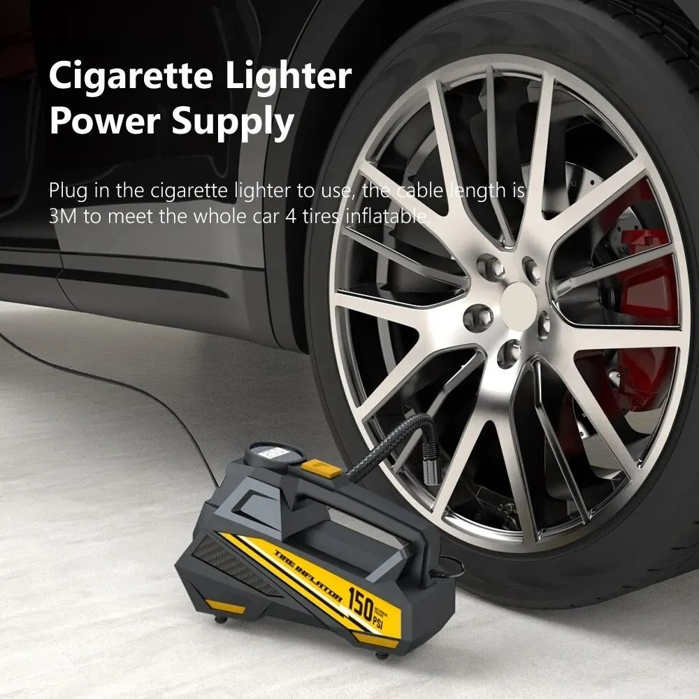 Electric Car Air Pump With LED Light And 150 PSI Pressure For Tires And Sports Gear 2