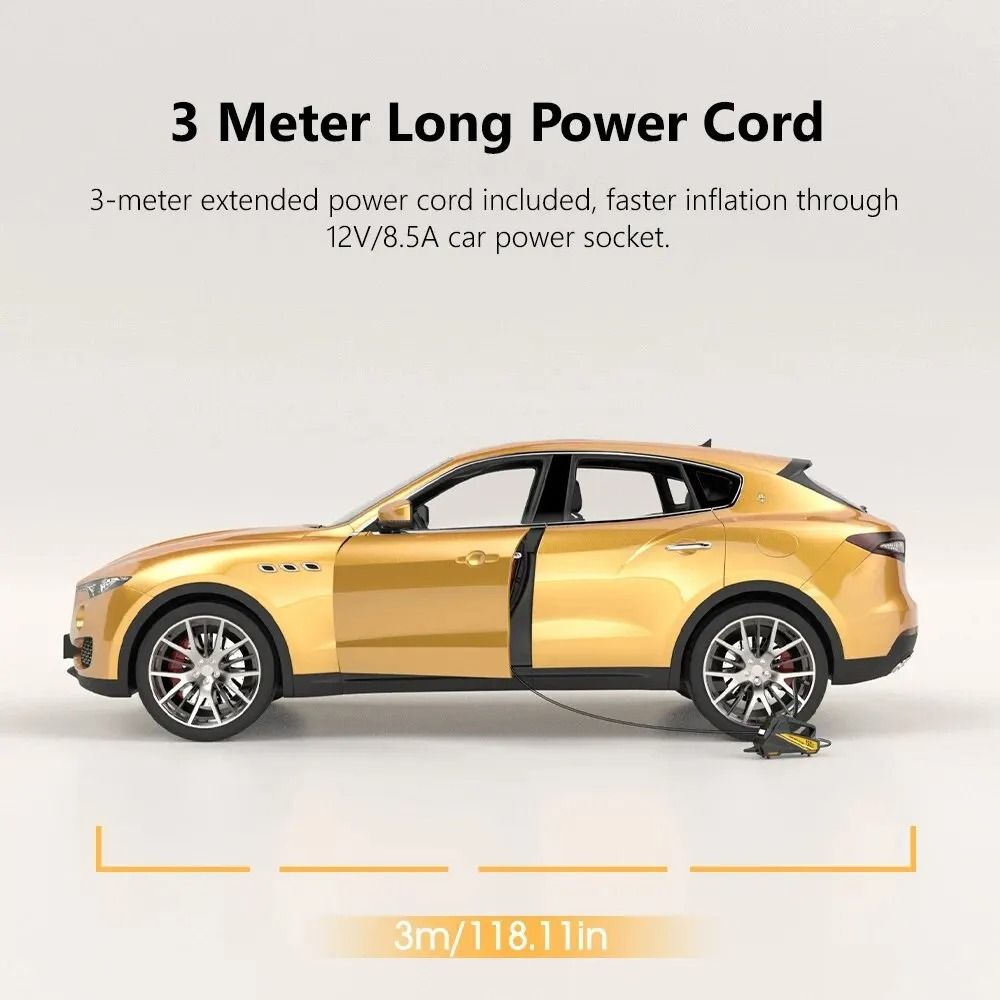 Electric Car Air Pump With LED Light And 150 PSI Pressure For Tires And Sports Gear 3