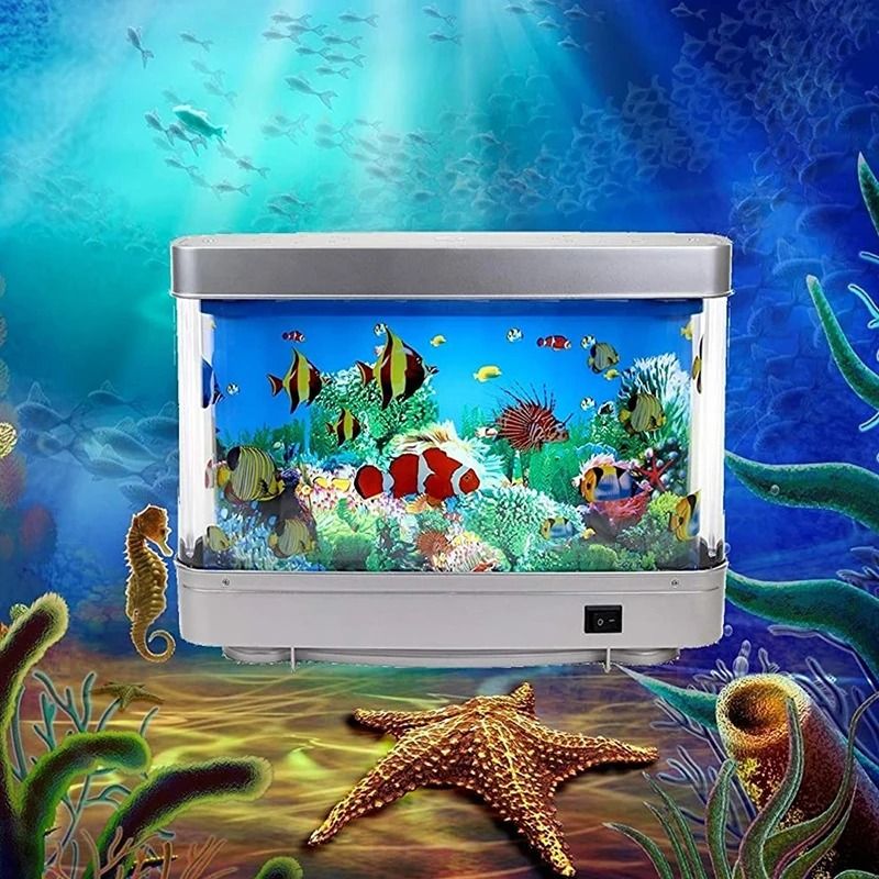 Artificial Fish Tank Night Light with Moving Ocean Display for Kids and Home Decor