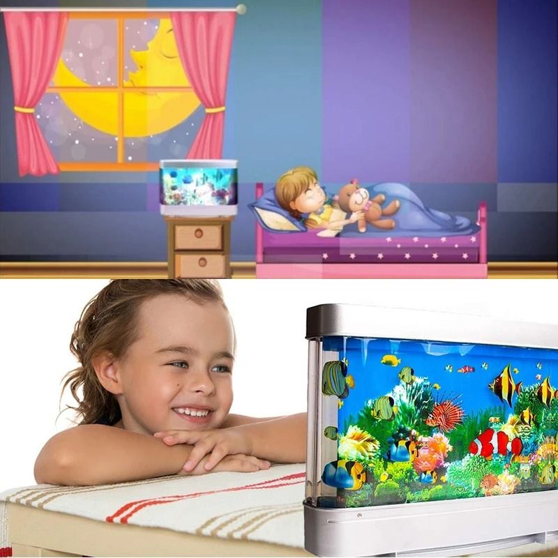 Artificial Fish Tank Night Light With Moving Ocean Display For Kids And Home Decor 2