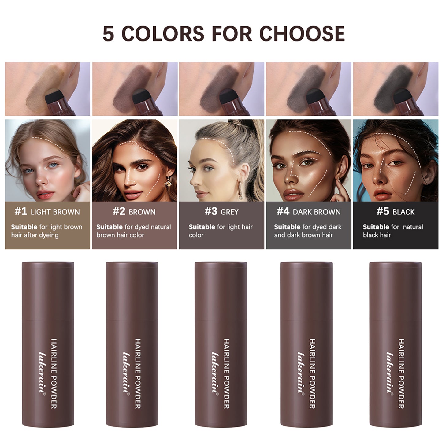 Hair Building Repair Stick Pen, Thicker Fuller Looking Hair Fibers, Root Eyebrow Filler, 6 Shades for Men and Women