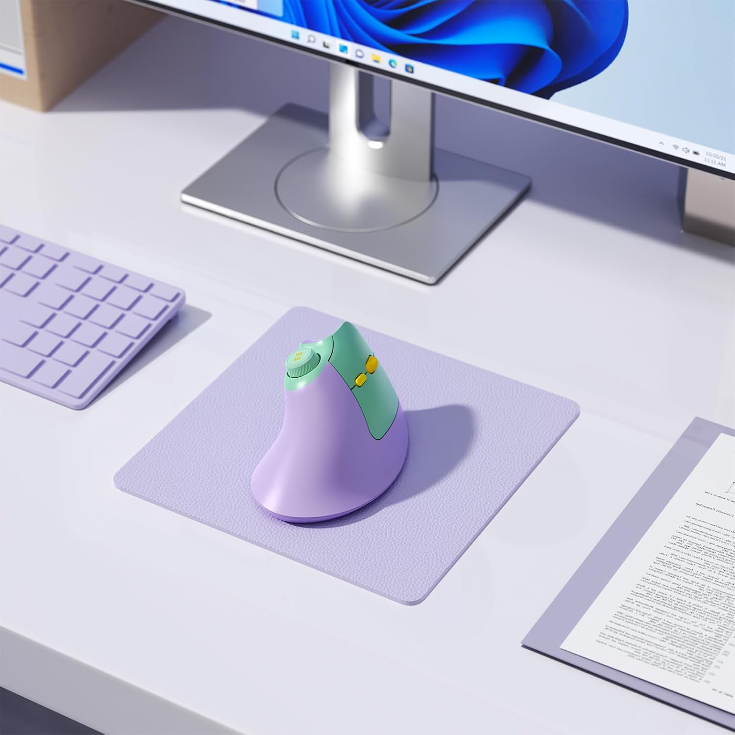Rechargeable Ergonomic Mouse, Vertical Wireless Mouse with Volume Knob, Quiet Clicks 3 Device Optical Mice