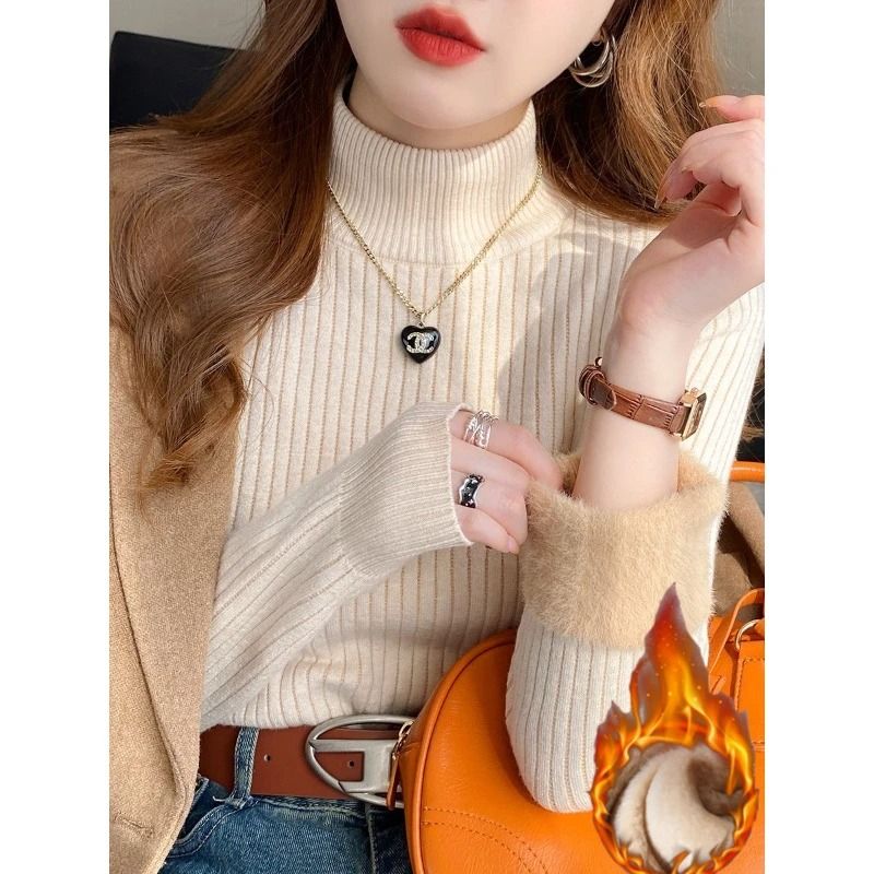 Womens Velvet Lined Turtleneck Thermal Sweater For Winter Warmth And Style 2