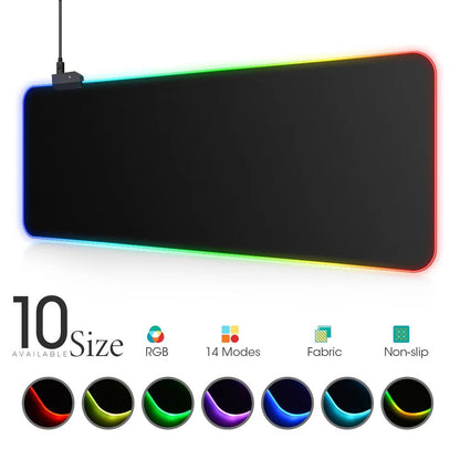 RGB LED Gaming Desk Mat – Waterproof Large Mousepad with Color-Changing Backlight for PC, Dota & CS