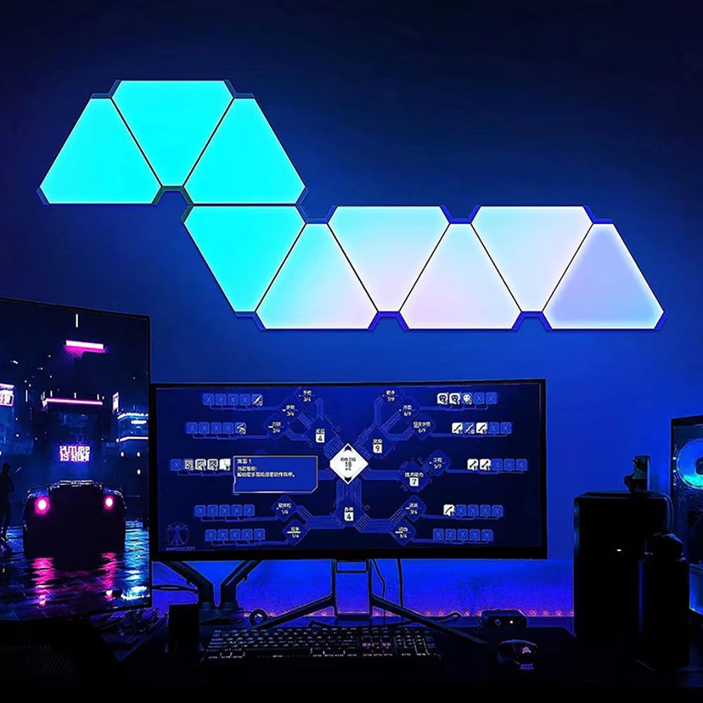 WiFi Bluetooth LED Triangle Lamps – USB-Powered Quantum Lighting Panels for Games, Bedrooms & Ambient Decor