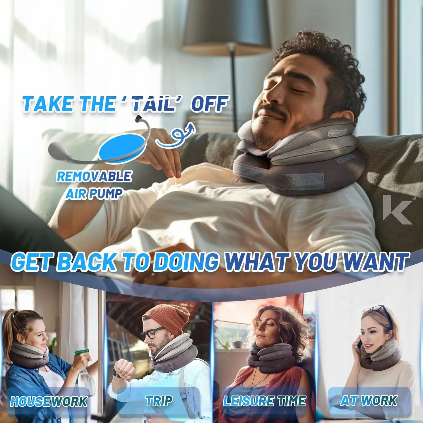 Inflatable Cervical Neck Traction Device for Neck Pain Relief and Posture Support