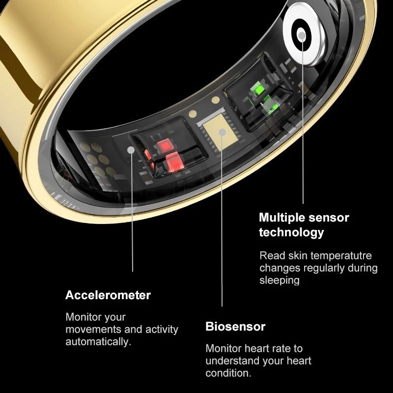Smart Health Ring With Charging Case And Waterproof Design For IOS And Android 3