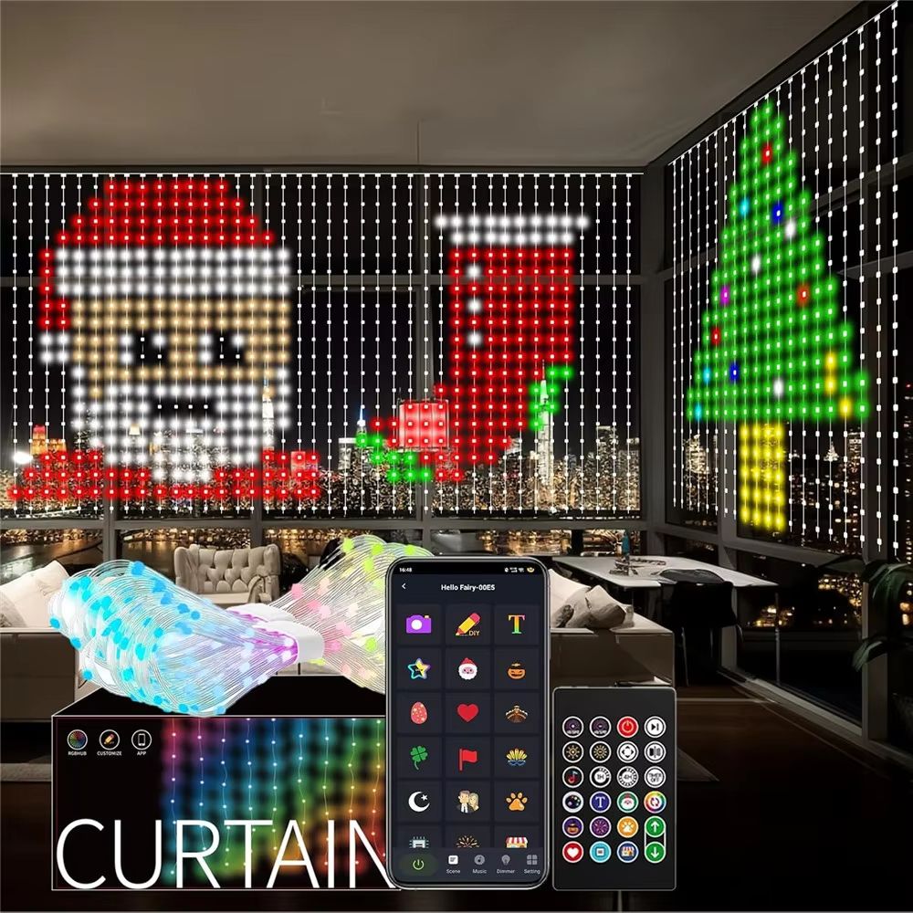RGB Smart Curtain Lights – 400 to 800 LED Color-Changing Drapes with App & Music Sync