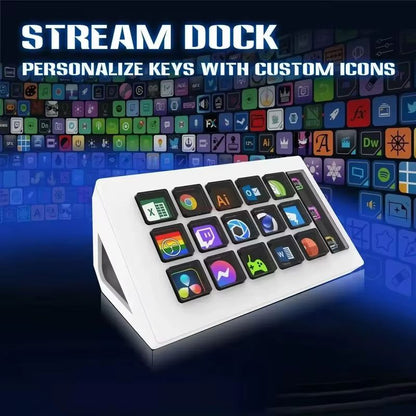 15-Key LCD Stream Deck – Visual Macro Controller for Live Streaming & Content Creation (Windows/Mac/Android/iOS)