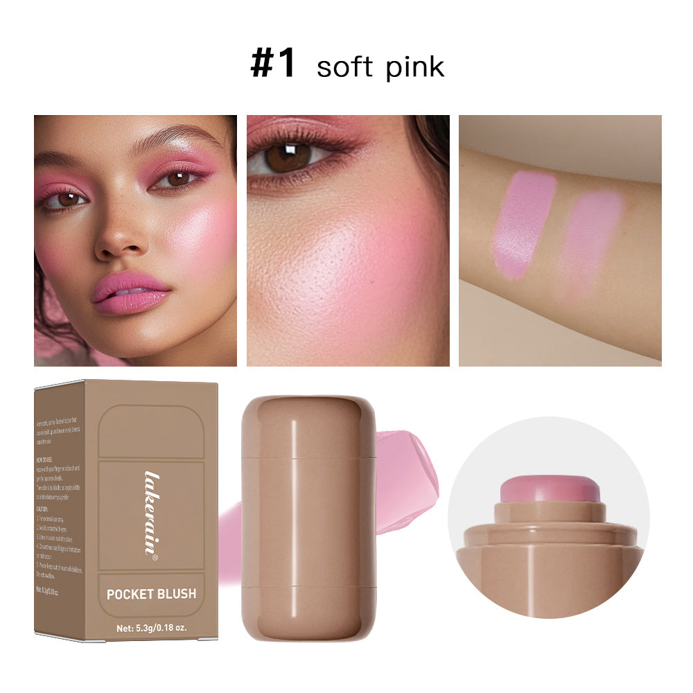 Magic Blush Stick 3-in-1 Cheek Lip Tint, Moisturizing Cream Blusher, Silky Brighten Blush, Matte Contour, Natural Flush