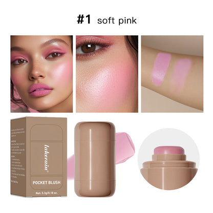 Magic Blush Stick 3-in-1 Cheek Lip Tint, Moisturizing Cream Blusher, Silky Brighten Blush, Matte Contour, Natural Flush