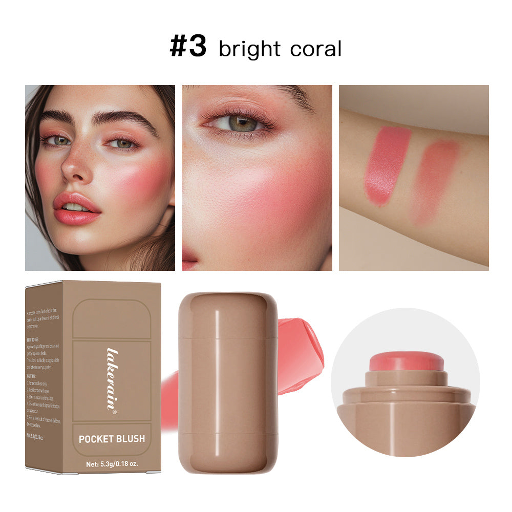 Magic Blush Stick 3-in-1 Cheek Lip Tint, Moisturizing Cream Blusher, Silky Brighten Blush, Matte Contour, Natural Flush