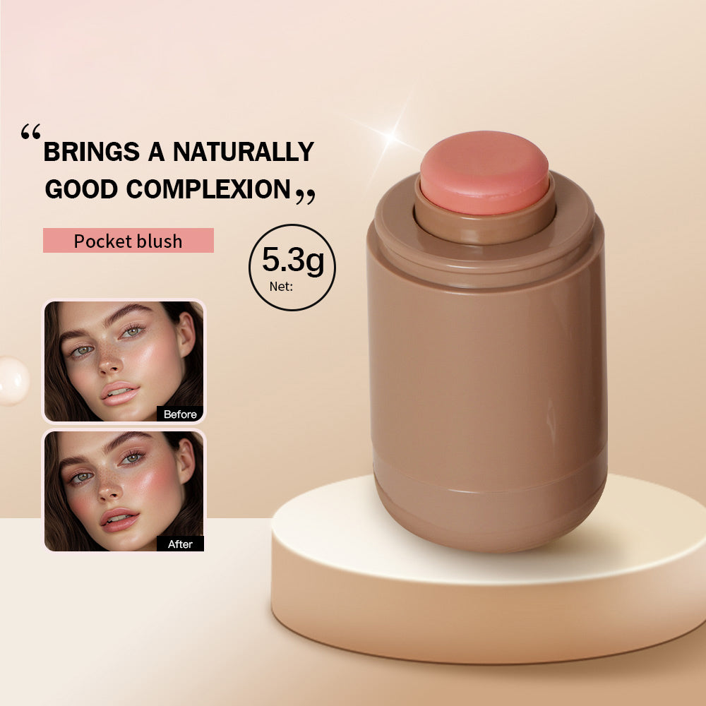 Magic Blush Stick 3-in-1 Cheek Lip Tint, Moisturizing Cream Blusher, Silky Brighten Blush, Matte Contour, Natural Flush