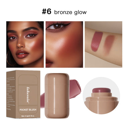Magic Blush Stick 3-in-1 Cheek Lip Tint, Moisturizing Cream Blusher, Silky Brighten Blush, Matte Contour, Natural Flush