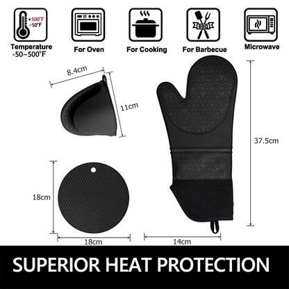 6Pcs Extra Long Heat Resistant Silicone Cooking Gloves Oven Mitts And Pot Holders Sets For Baking B 5