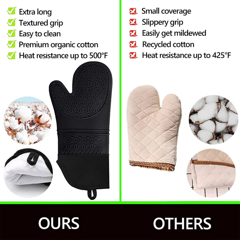 6Pcs Extra Long Heat Resistant Silicone Cooking Gloves Oven Mitts And Pot Holders Sets For Baking B 3