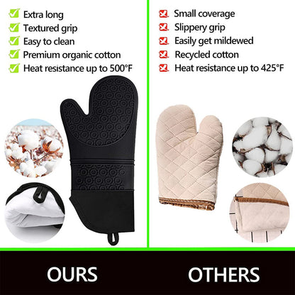6Pcs Extra Long Heat Resistant Silicone Cooking Gloves Oven Mitts And Pot Holders Sets For Baking B 3