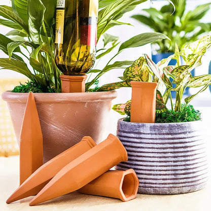 Self-Watering Plant Stakes, Terracotta Automatic Plant Waterer Devices for Indoor & Outdoor Plants