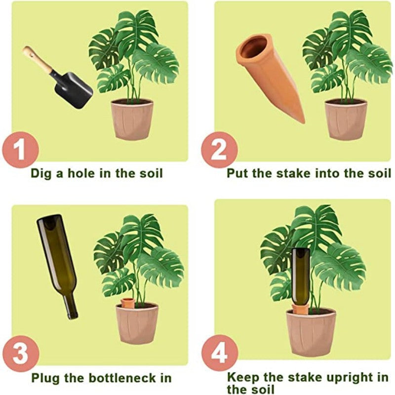 SelfWatering Plant Stakes Terracotta Automatic Plant Waterer Devices For Indoor  Outdoor Plants 3